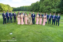 Marvelous indian lovebirds portrait with bridesmaids and groomsmen indian wedding gallery,outdoor photography,indian bride and groom,indian bridesmaids and groomsmen