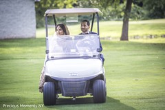 Sweet couple in a golf car indian wedding gallery,outdoor photography,indian bride and groom
