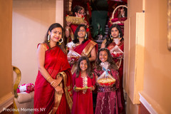 Indian bridesmaids posing for photos shoot pre- wedding celebrations,gaye holud,indian bridesmaids