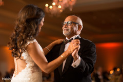 Lovely father and daughter dance white wedding dress,suit