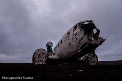 Indian couple portrait at the Plane Crash in Iceland. Indian couple portrait at the Plane Crash in Iceland.