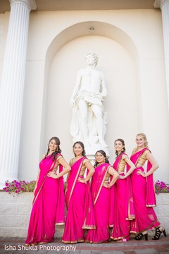 Sweet Indian bridesmaids posing for photo shoot. Sweet Indian bridesmaids posing for photo shoot.