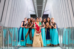 Sweet Indian bride and bridesmaids posing for photo shoot. Sweet Indian bride and bridesmaids posing for photo shoot.