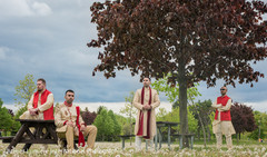 Indian groom with groomsmen outdoor photo session Indian groom with groomsmen outdoor photo session