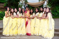 Joyful Indian bride with bridesmaids capture. Joyful Indian bride with bridesmaids capture.