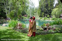 Indian couple meeting for their first look. indian bride and groom,indian wedding fashion,indian wedding venue