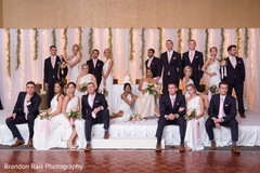 Marvelous Indian lovebirds portrait with bridesmaids and groomsmen. indian bride and groom,indian wedding reception fashion,indian bridesmaids and groomsmen