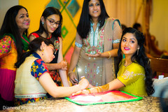 Indian bride getting mehndi art done Indian bride getting mehndi art done