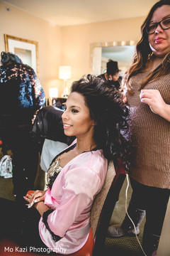 Marvelous Indian bride getting her hair done. Marvelous Indian bride getting her hair done.