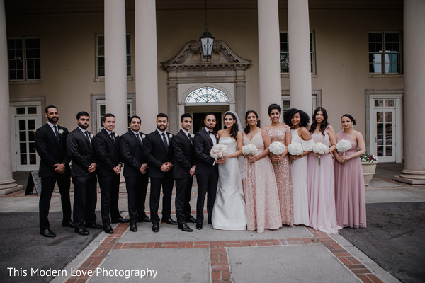 Sensational outdoor themed indian bride and groom with bridesmaids and groomsmen photo shoot