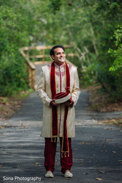 Elegant Indian groom's on his wedding outfit. Elegant Indian groom's on his wedding outfit.