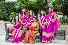 Sweet Indian bride and bridesmaids posing for photo shoot. Sweet Indian bride and bridesmaids posing for photo shoot.