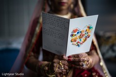 Indian bride getting a postcard from groom. Indian bride getting a postcard from groom.