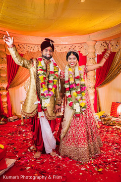 Indian bride and groom's wedding portrait Indian bride and groom's wedding portrait