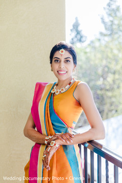 Indian bride on her sangeet outfit portrait. Indian bride on her sangeet outfit portrait.