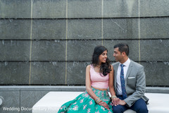 Romantic Indian bride and groom looking at each other. Romantic Indian bride and groom looking at each other.