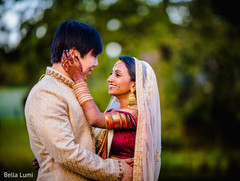 Heartwarming Indian bride and groom's first look. Heartwarming Indian bride and groom's first look.