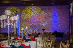 Light projection with bride and groom's name indian wedding reception,indian wedding reception decor,indian wedding planning and design