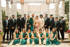 Indian bride and groom with bridesmaids and groomsmen wedding portrait indian wedding gallery,outdoor photography,indian bride and groom,indian bridesmaids and groomsmen