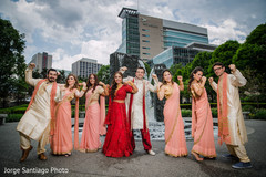 Marvelous Indian lovebirds portrait with bridesmaids and groomsmen. indian bride and groom,indian wedding ceremony fashion,indian bridesmaids and groomsmen
