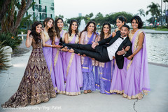 Indian couple with bridesmaids photo session indian wedding gallery,outdoor photography,indian bride and groom,indian bridesmaids