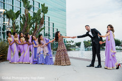 Outdoor themed indian couple with bridesmaids photo session indian wedding gallery,outdoor photography,indian bride and groom,indian bridesmaids
