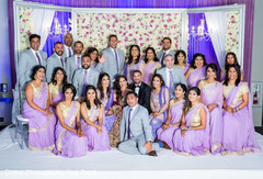 Lovely indian couple posing with bridesmaids and groomsmen indian wedding gallery,indian wedding reception,indian bride and groom,indian bridesmaids and groomsmen