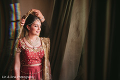 Indian bride checking her hair do Indian bride checking her hair do