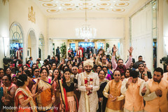 Indian bride's side welcoming the groom Indian bride's side welcoming the groom