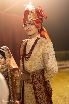 Indian groom during wedding ceremony Indian groom during wedding ceremony