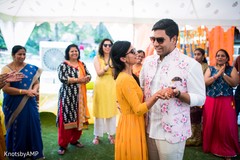 Indian bride and groom dancing Indian bride and groom dancing