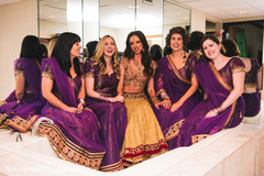 Gorgeous indian bridesmaids in purple saris Gorgeous indian bridesmaids in purple saris