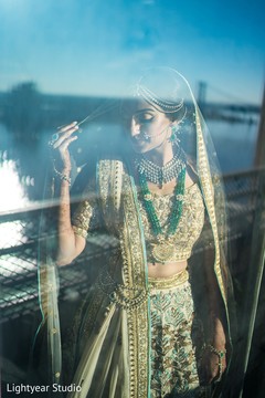 Beautiful gold and green bridal lengha Beautiful gold and green bridal lengha