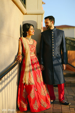 Indian bride and groom's sangeet photo session Indian bride and groom's sangeet photo session