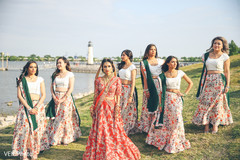 Indian bride with bridesmaids capture Indian bride with bridesmaids capture
