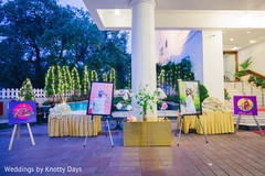 Marvelous portraits of Indian bride and groom as decoration. Marvelous portraits of Indian bride and groom as decoration.
