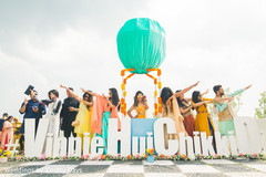 Stunning portrait of Indian bride with bridesmaids and groomsmen. Stunning portrait of Indian bride with bridesmaids and groomsmen.