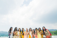 Funny Indian bride with bridesmaids capture. Funny Indian bride with bridesmaids capture.