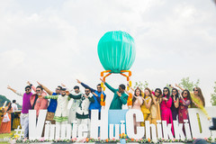 Indian groom with bridesmaids and groomsmen portrait. Indian groom with bridesmaids and groomsmen portrait.