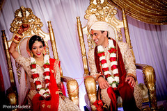 Joyful indian couple during wedding ceremony Joyful indian couple during wedding ceremony
