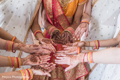 Indian bride and bridesmaid's mehndi art capture. Indian bride and bridesmaid's mehndi art capture.