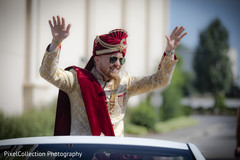 Indian groom inside wedding car Indian groom inside wedding car