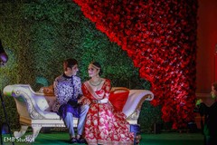 Marvelous Indian sangeet portrait of bride and groom. Marvelous Indian sangeet portrait of bride and groom.