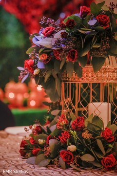 Wonderful Indian sangeet table flower decoration. Wonderful Indian sangeet table flower decoration.