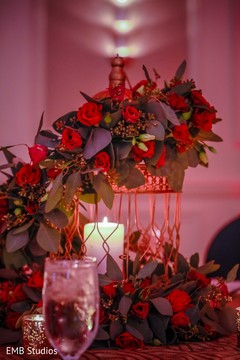Romantic Indian sangeet table cage with flowers decor. Romantic Indian sangeet table cage with flowers decor.