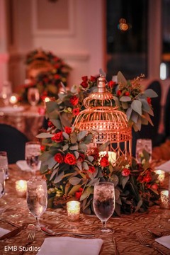 Radiant Indian sangeet table centerpiece decor. Radiant Indian sangeet table centerpiece decor.