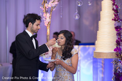 Sweet indian couple cutting their wedding cake Sweet indian couple cutting their wedding cake