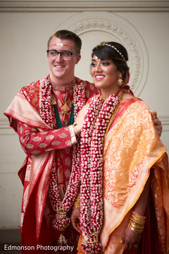 Indian bride and groom at their Jai Mala Ceremony. (Garland ) Indian bride and groom at their Jai Mala Ceremony. (Garland )