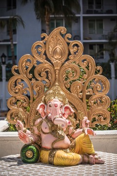 Magestic Indian ceremony Ganesha Puja statue decoration. Magestic Indian ceremony Ganesha Puja statue decoration.