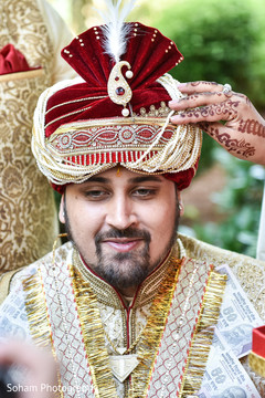 Joyful Indian groom at his pre-celebration capture. Joyful Indian groom at his pre-celebration capture.